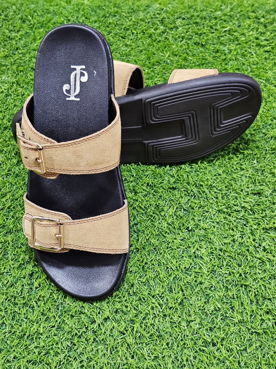 JS DOUBLE STRAPS SUEDE LEATHER SLIPPER