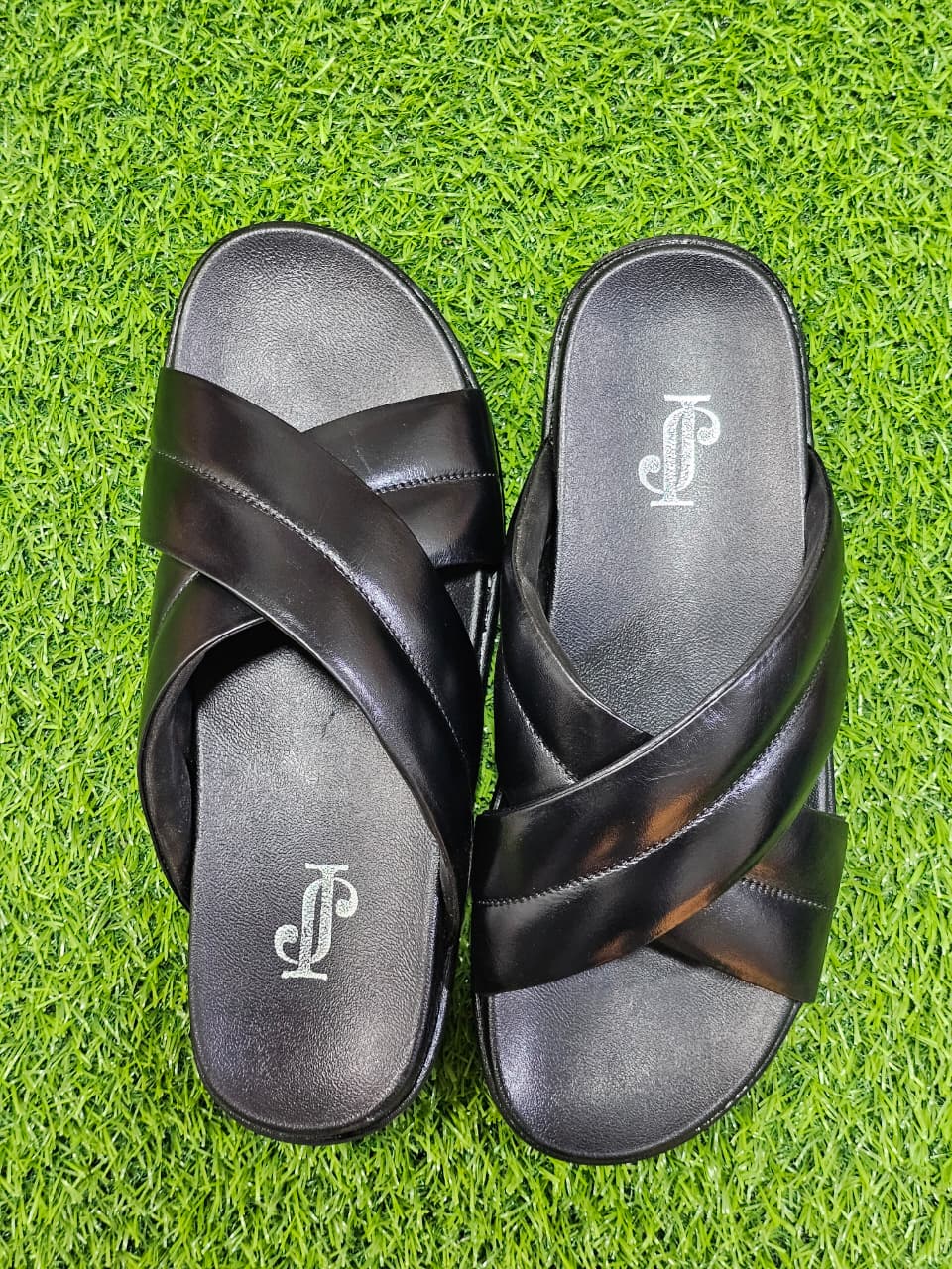 JS CROSS SLIPPER LEATHER WITH SOFT SOLE