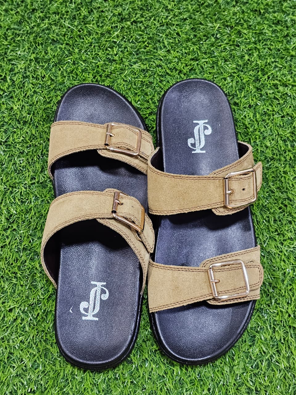 JS DOUBLE STRAPS SUEDE LEATHER SLIPPER