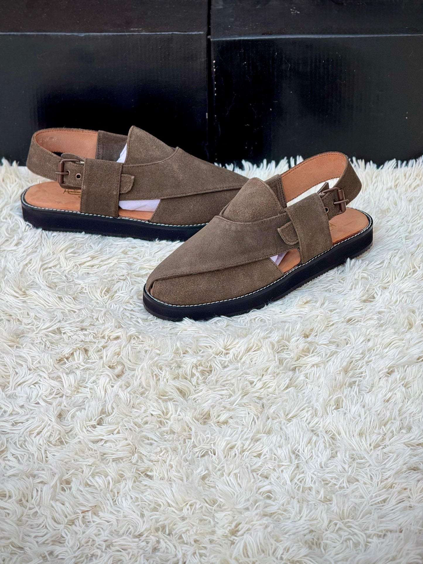 SUEDE BROWN LEATHER PESHAWRI VIBRAM SOLE