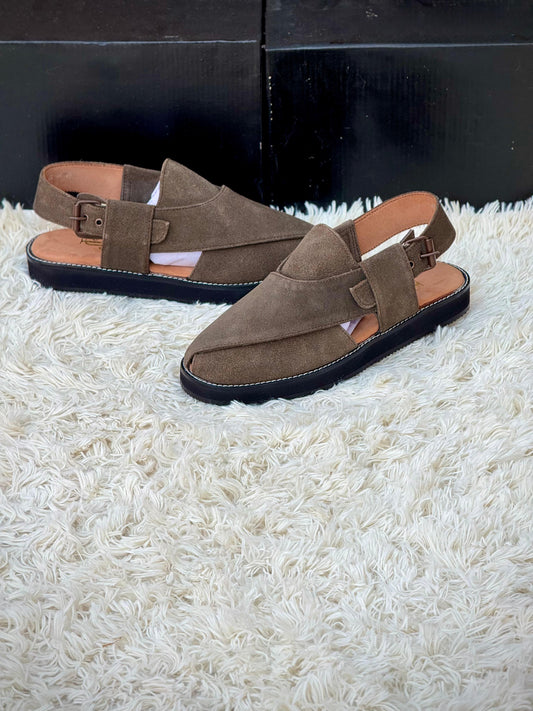 SUEDE BROWN LEATHER PESHAWRI VIBRAM SOLE