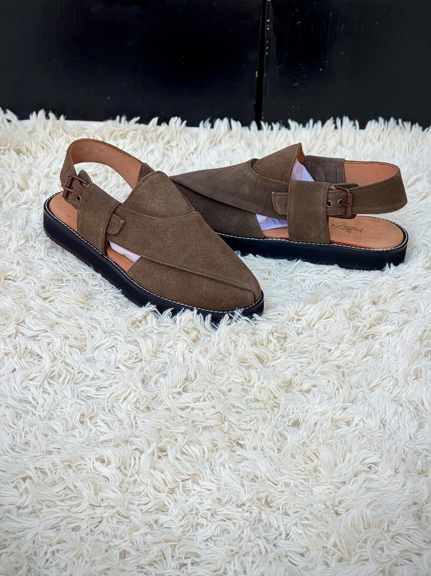 SUEDE BROWN LEATHER PESHAWRI VIBRAM SOLE