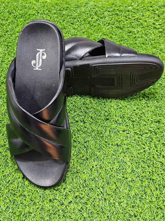 JS CROSS SLIPPER LEATHER WITH SOFT SOLE
